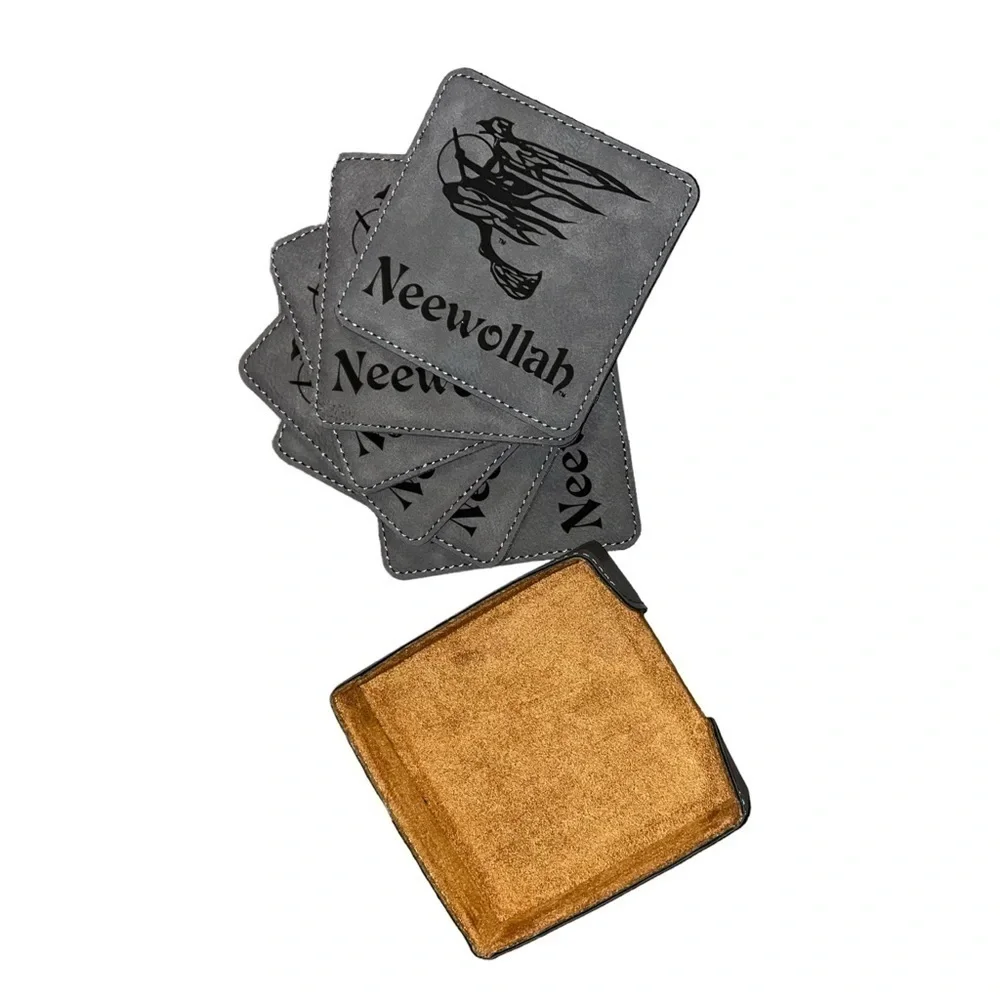 Neewollah Leather Coasters 6 Count